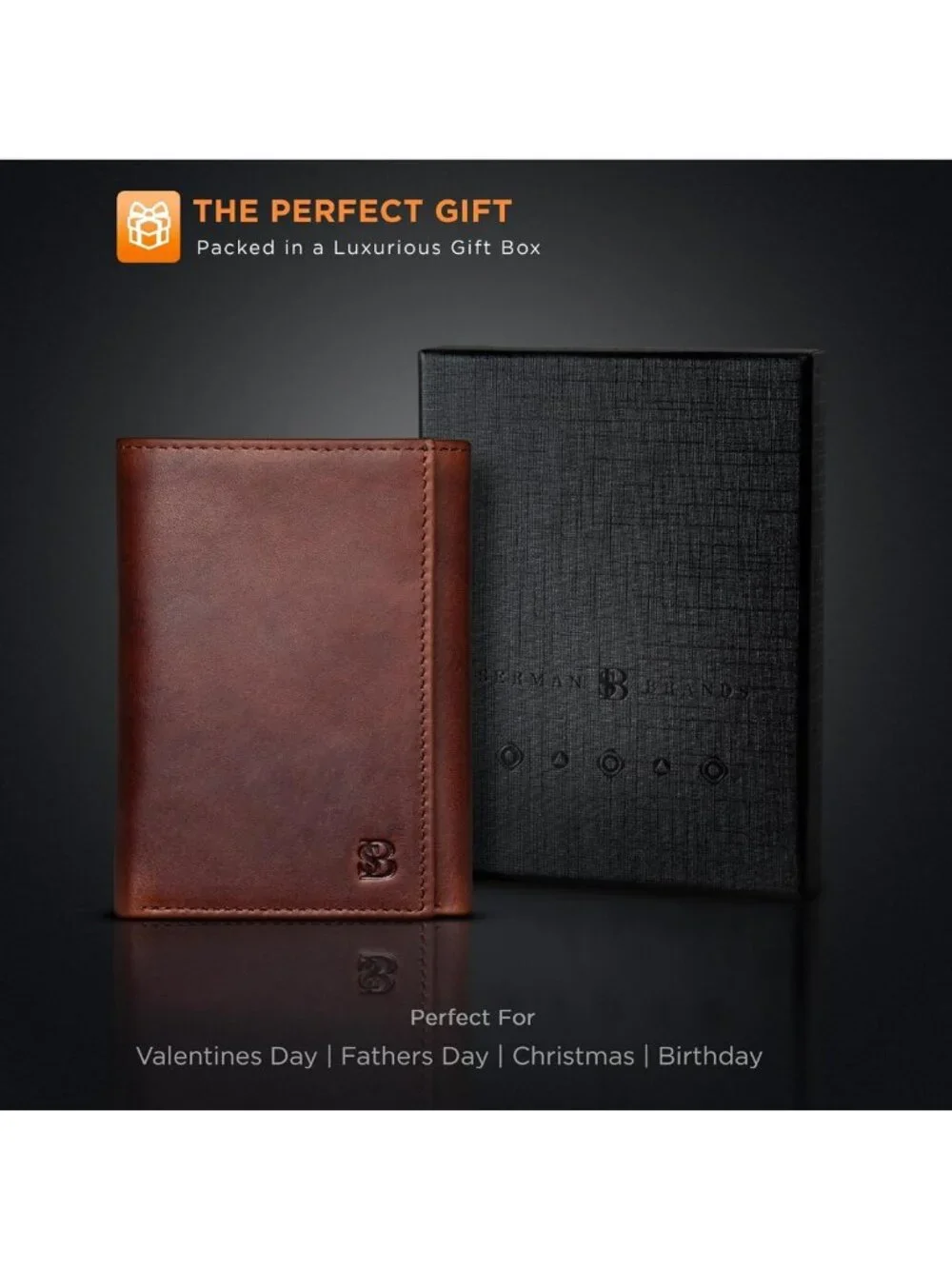 Slim RFID Blocking Leather Trifold Wallet for Men - 11 Card Slots, ID Window